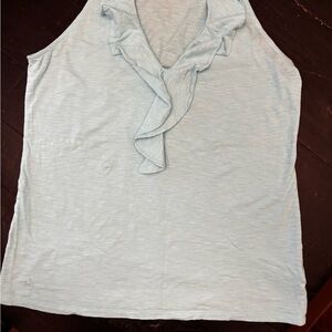 Lilly Pulitzer Gray and White Ruffled Sleeveless Tank Top